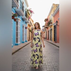 Tory Burch Butterfly Print T back Max Dress Size XS